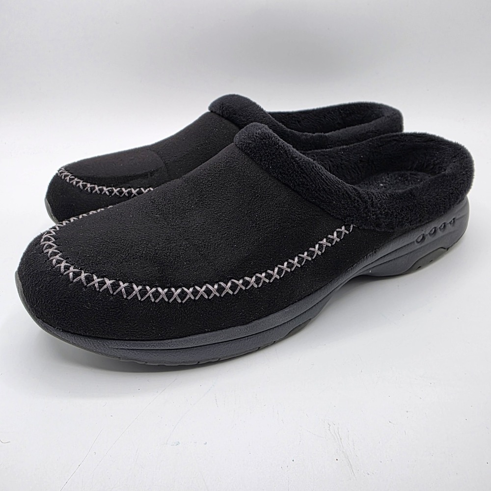 Easy Spirit Traveltime Womens SZ 8.5 N Black Faux Suede Mule Clog Slip On‎ Shoes